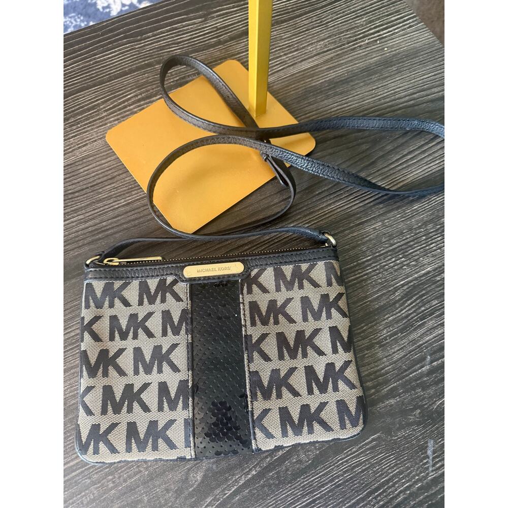 Michael Kors Jet Set Signature Logo Sequin Crossbody Bag